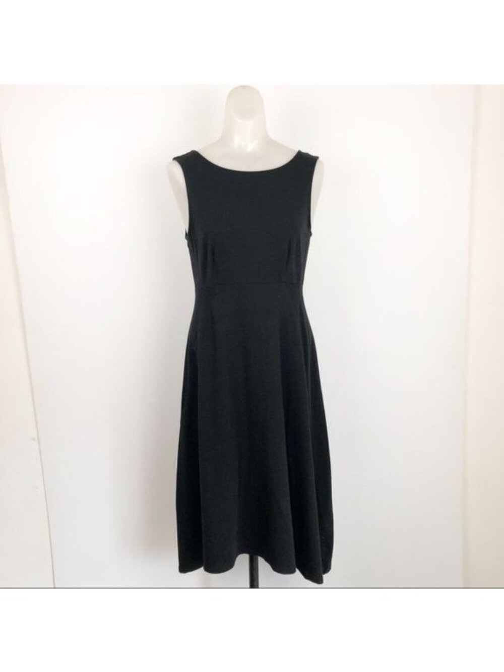 Eileen Fisher Organic Cotton Black v back Dress XSmall